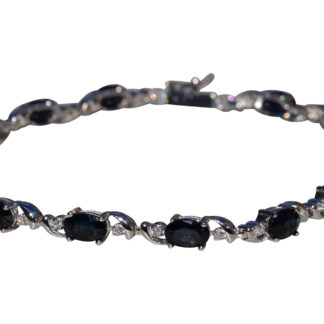 The Minaki:  Ladies 14K White Gold Sapphire and Diamond Tennis Bracelet