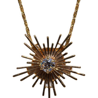 The Gimli:  Ladies 14K Yellow Gold Sunburst Necklace set with Diamond