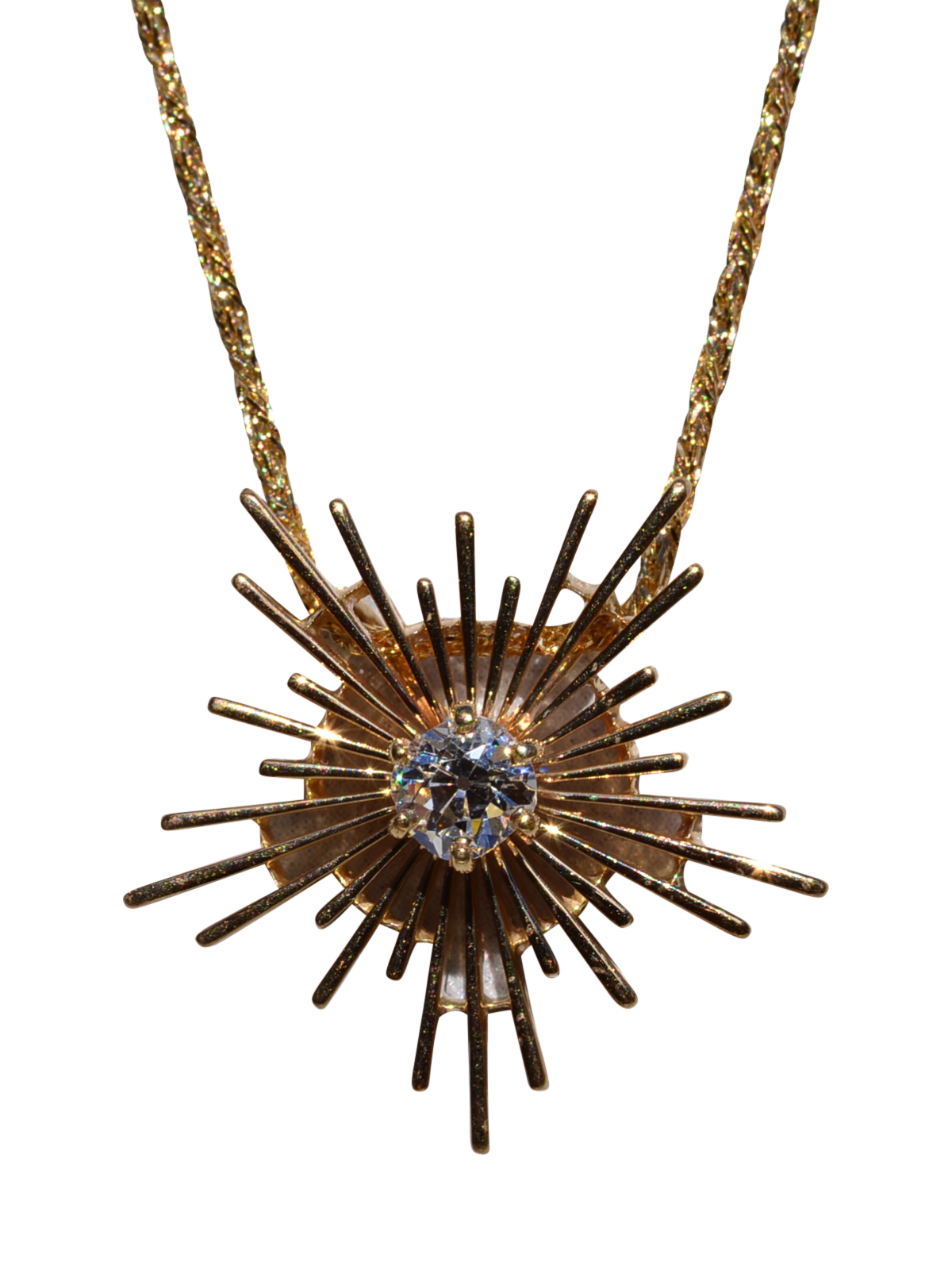 The Gimli: Ladies 14K Yellow Gold Sunburst Necklace set with Diamond