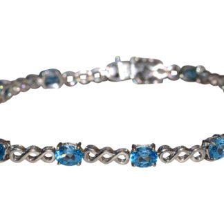 SOLD - The Hamiota:  Ladies 14K White Gold Topaz set Infinity Link Bracelet