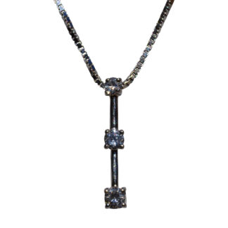 The Burketsville:  Ladies 14K White Gold Three Diamond Drop Necklace