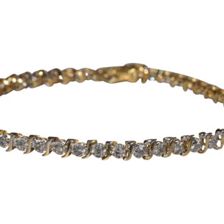 SOLD:  Ladies Vintage 14K Yellow Gold S Link Diamond Tennis Bracelet