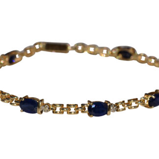 The Virden:  Ladies 14K Yellow Gold Sapphire and Diamond Tennis Bracelet
