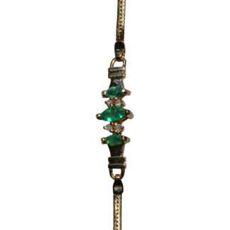 SOLD - The Minnedosa:  Ladies 14K Yellow Gold Emerald and Diamond Petite Bracelet