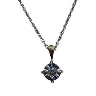The Avonlea:  Ladies 14K Two Tone Diamond Crown Style Solitaire Necklace