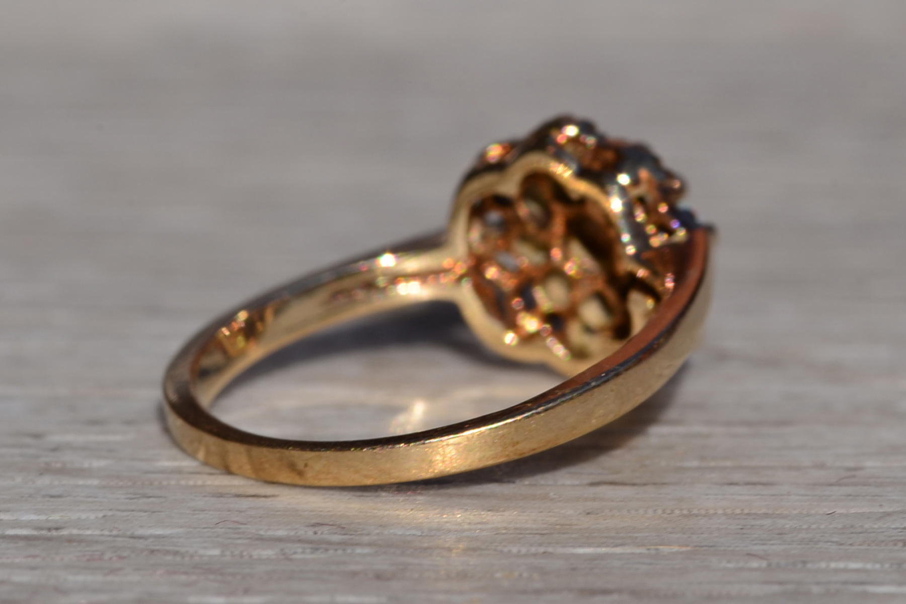 SOLD - The Keadon Park: Ladies Signed Romany Yellow Gold and Opal Cluster Ring - Image 5