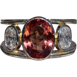 The Russeldale: Ladies Vintage Platinum Ring set with Topaz and Diamonds