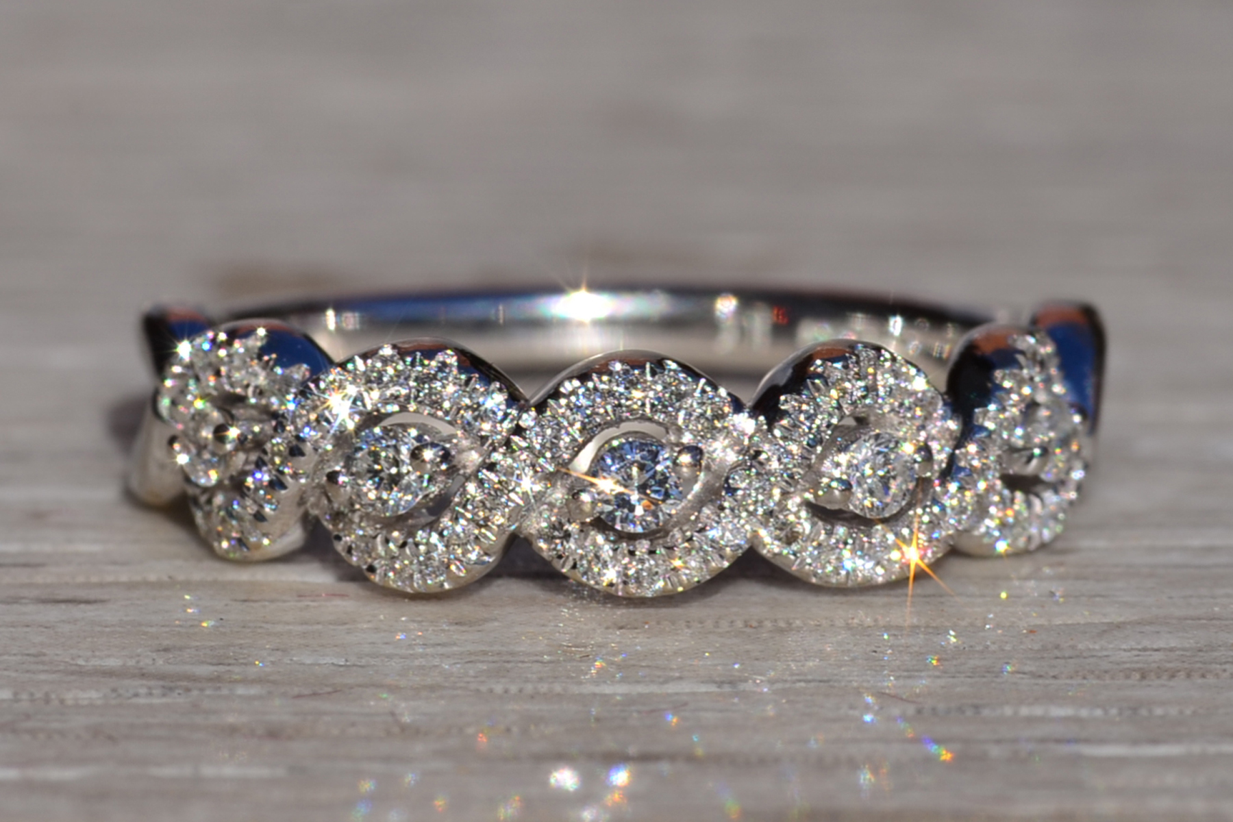 The Kindersley: Ladies 14K White Gold Twisted Diamond Band - Image 2