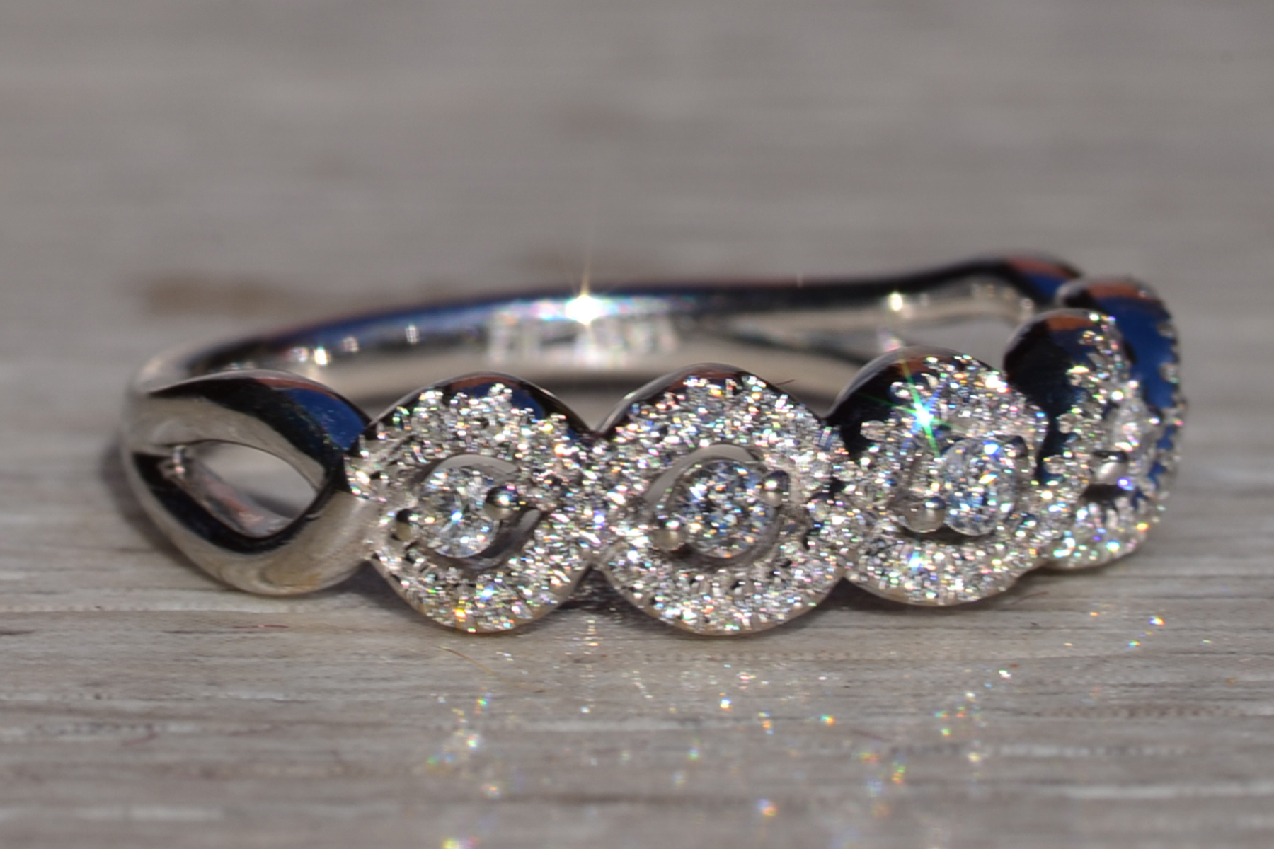The Kindersley: Ladies 14K White Gold Twisted Diamond Band - Image 6