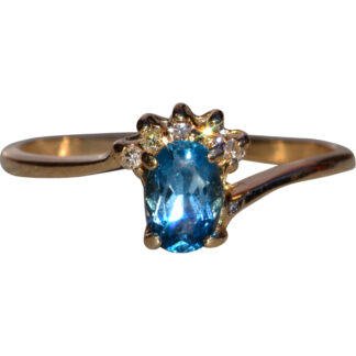 The Nashlyn:  Ladies 14K Yellow Gold Ring set with Topaz and Diamond