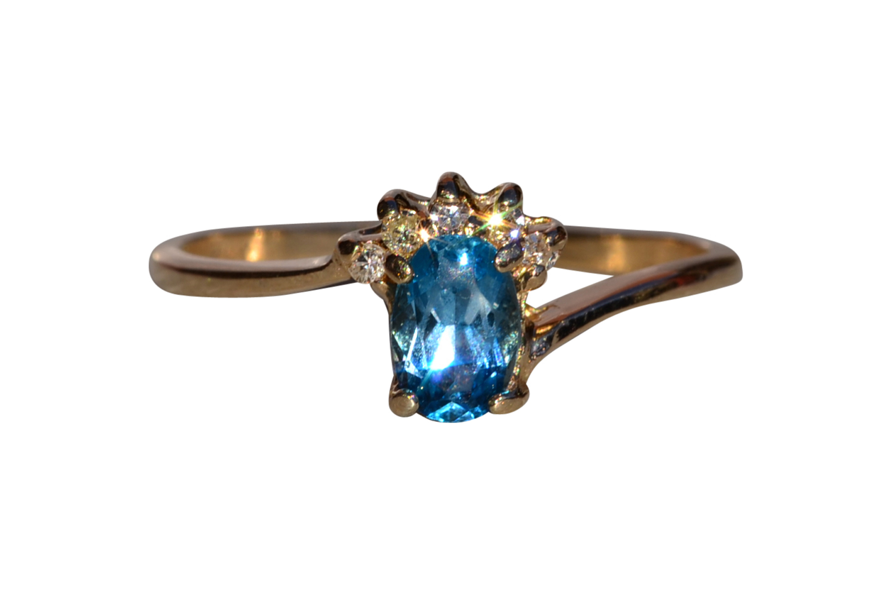 The Nashlyn: Ladies 14K Yellow Gold Ring set with Topaz and Diamond