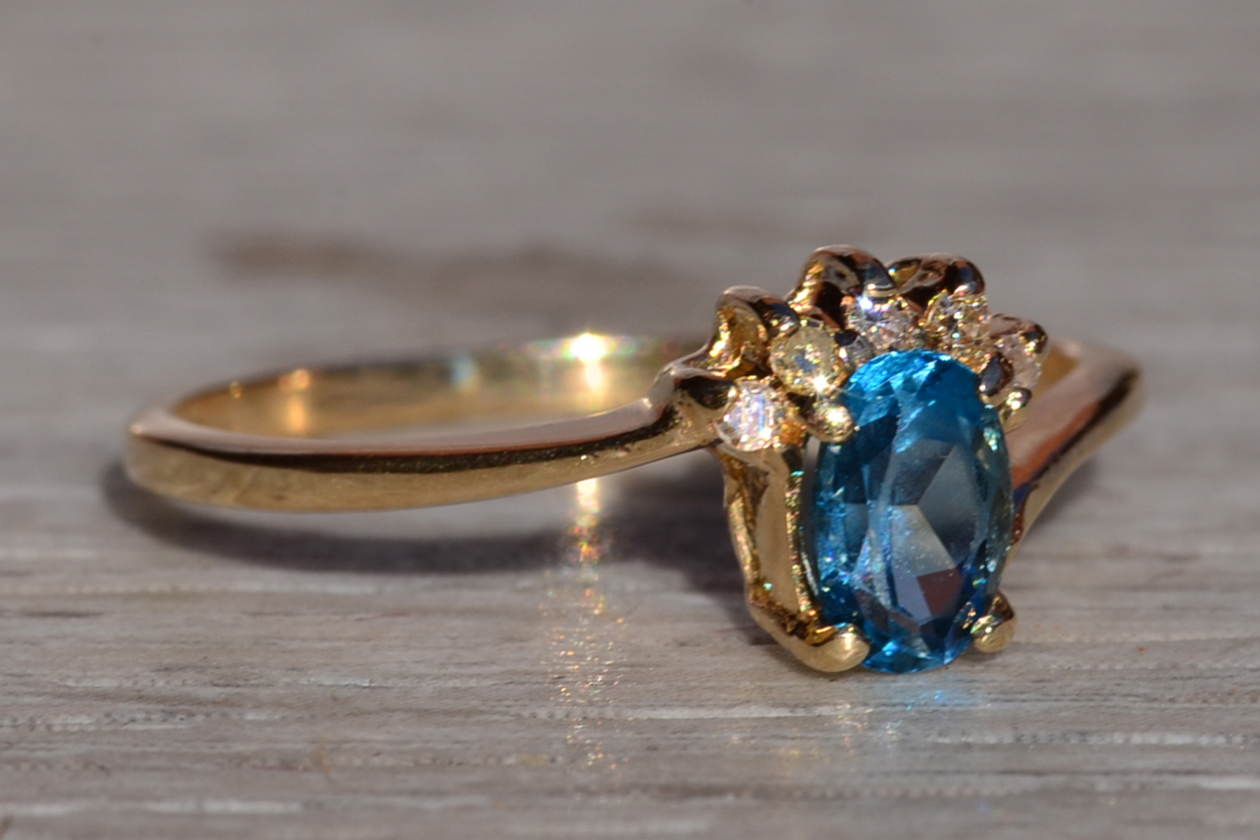 The Nashlyn: Ladies 14K Yellow Gold Ring set with Topaz and Diamond - Image 6