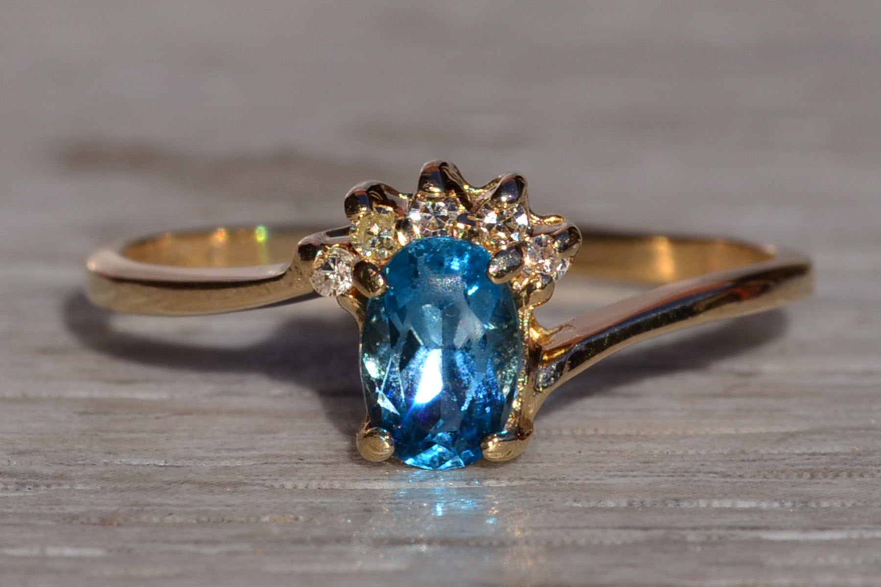 The Nashlyn: Ladies 14K Yellow Gold Ring set with Topaz and Diamond - Image 7