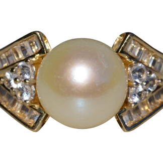 SOLD - The Crinan: Ladies Yellow Gold Pearl and Topaz Cocktail Ring