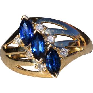 The Merlita:  Ladies Vintage 14K Sapphire and Diamond Ring