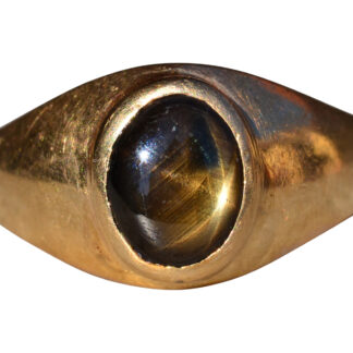 The Kipawa:  Gentlemen's 14K Ring set with 3 CT Black Star Sapphire