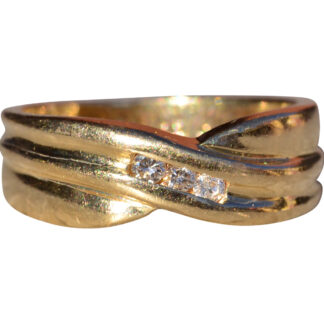 SOLD - The Vandeleur:  Ladies 14K Yellow Gold Crossover Diamond Band