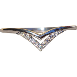 SOLD - The Avening:  Ladies 18K White Gold Diamond V Band