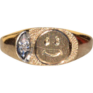 SOLD - The Texada Island:  Ladies Yellow Gold Smiley Face Diamond Ring