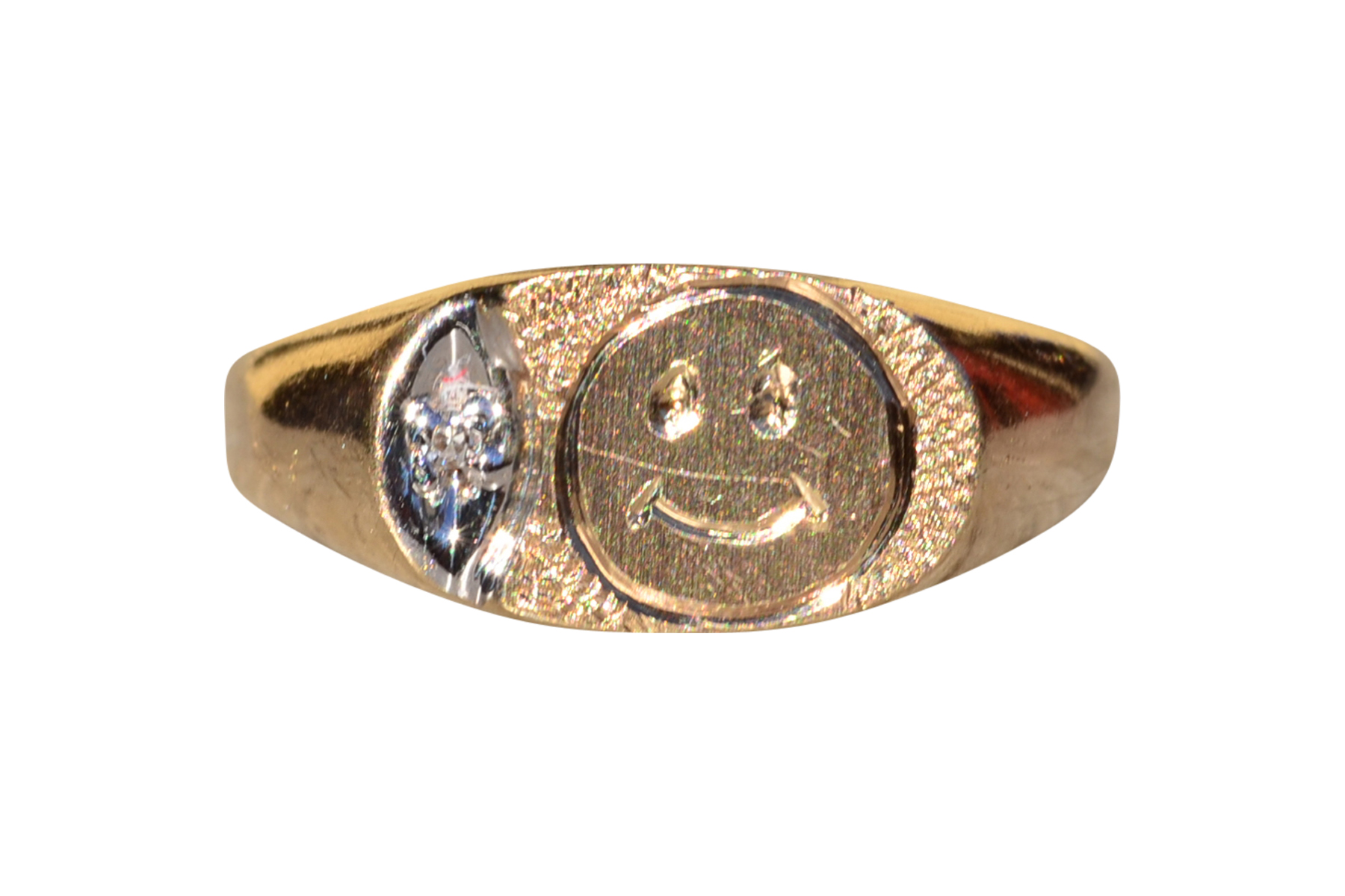 SOLD - The Texada Island: Ladies Yellow Gold Smiley Face Diamond Ring