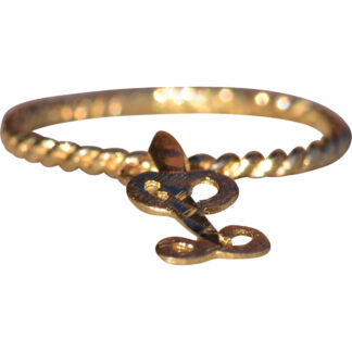 The Hemstock:  Ladies 14K Diamond Cut L Dangler Ring