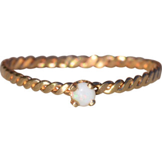 The Danlea Beach:  Ladies 14K Yellow Gold Handmade Ring set with Australian Opal