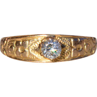 SOLD - The Dobbinton:  Antique Yellow Gold Child or Mid Finger Ring set with Diamond