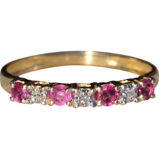 SOLD - The Mindemoya:  Ladies Yellow Gold Band set with Rubies and Diamonds