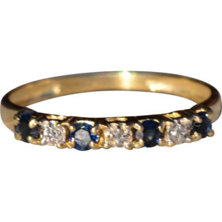 SOLD - The Atikokan: Ladies Yellow Gold Sapphire and Diamond Stackable Band