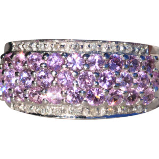 The Kitwanga:  Ladies 14K White Gold Ring set with Pink Topaz and Diamonds