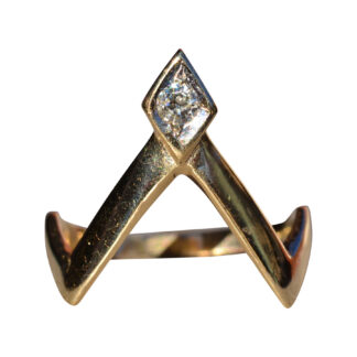 SOLD - The Elmonica:  Ladies Modern 14K Chevron Band set with Diamond