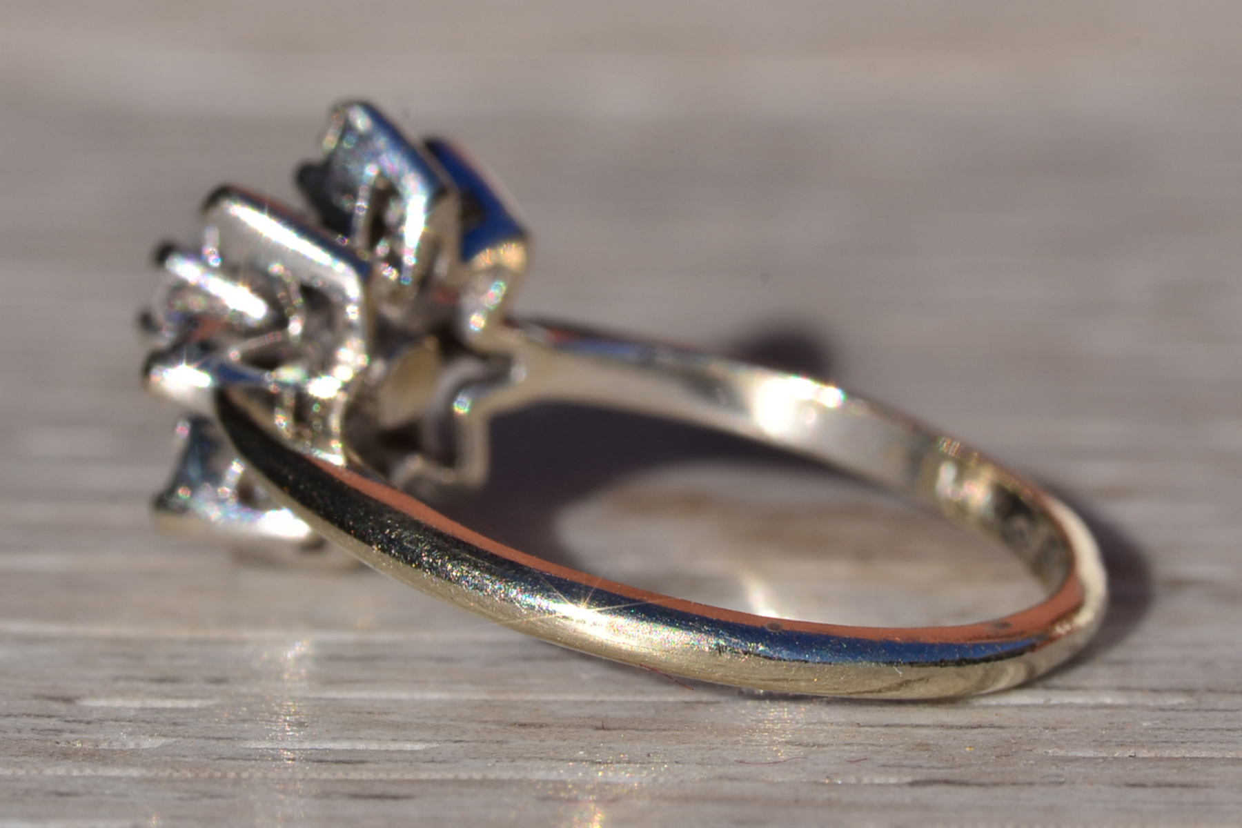 The Bannack: Ladies Signed Diamond Flower Ring in 14K White Gold - Image 4