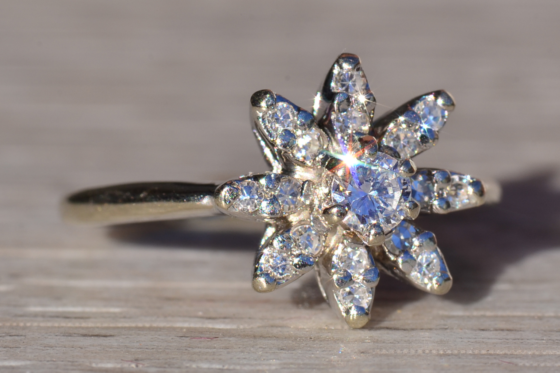 The Bannack: Ladies Signed Diamond Flower Ring in 14K White Gold - Image 6