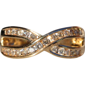 The Etolin:  Ladies 14K Gold Crossover Diamond Band