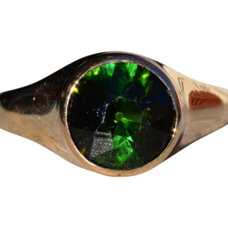 The Sangeeta:  Gentlemen's 14K Yellow Gold Cocktail Ring set with Green Tourmaline