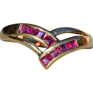 SOLD - The Kittimat:  Ladies 14K Yellow Gold V Ruby Band