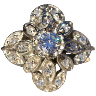 The Crimson Ridge:  Ladies Antique 14K White Gold Diamond Princess Ring