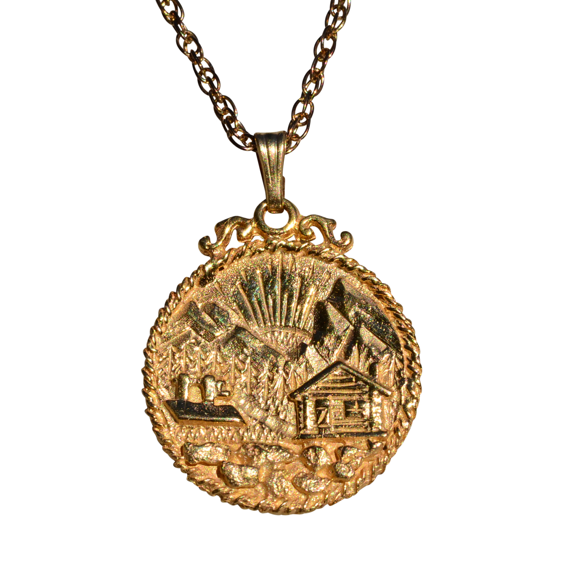 SOLD - The Ketchikan: Hand Made Alaska Pendant in Yellow Gold