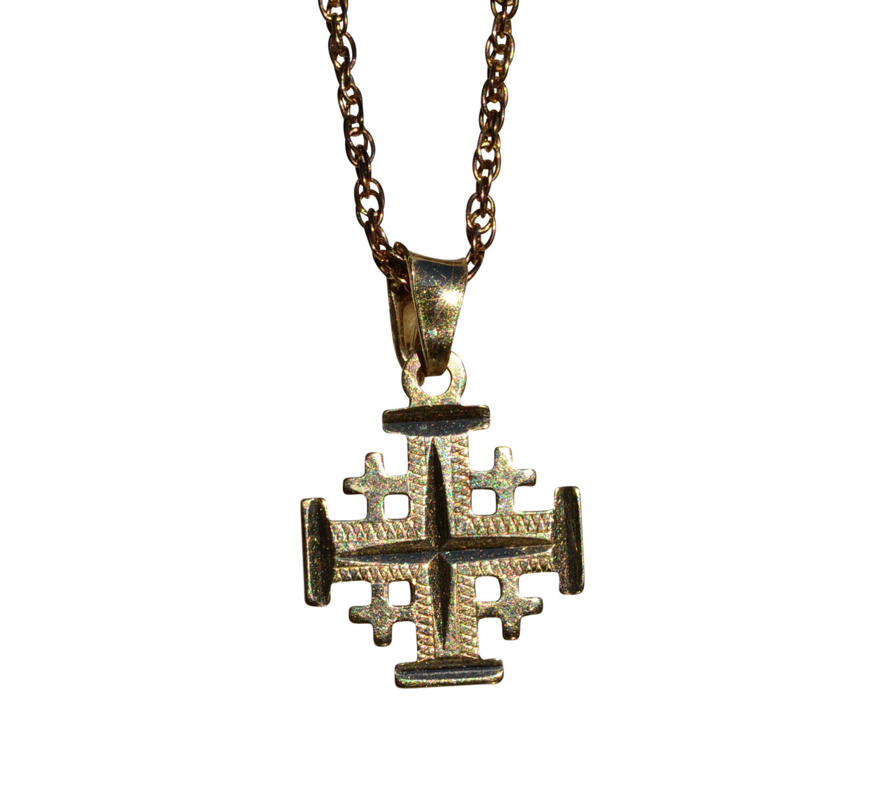 SOLD - The Matomi: 14K Yellow Gold Jerusalem Maltese Cross Pendant