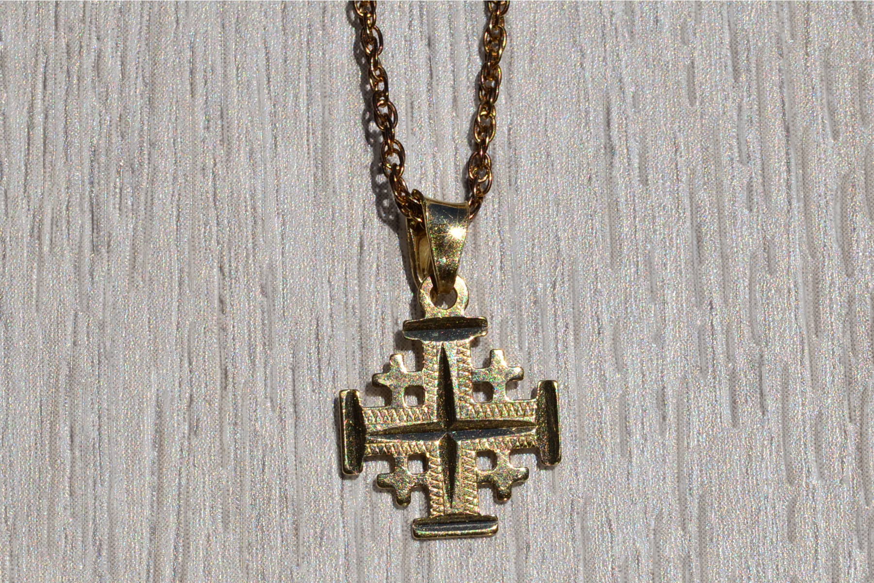 SOLD - The Matomi: 14K Yellow Gold Jerusalem Maltese Cross Pendant - Image 2