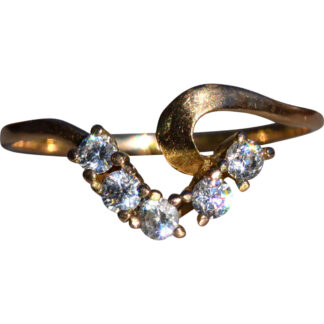 The Sasabe:  Ladies 14K Yellow Gold Curved Ring set with Cubic Zirconia