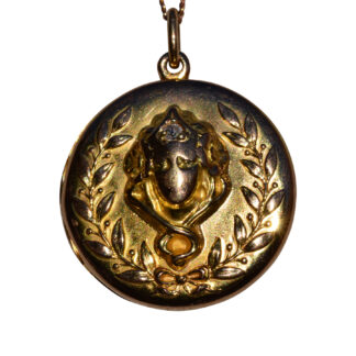 The St Austell:  Antique Rose and Yellow Gold Lawler Signed Locket set with Old Mine Cut Diamond