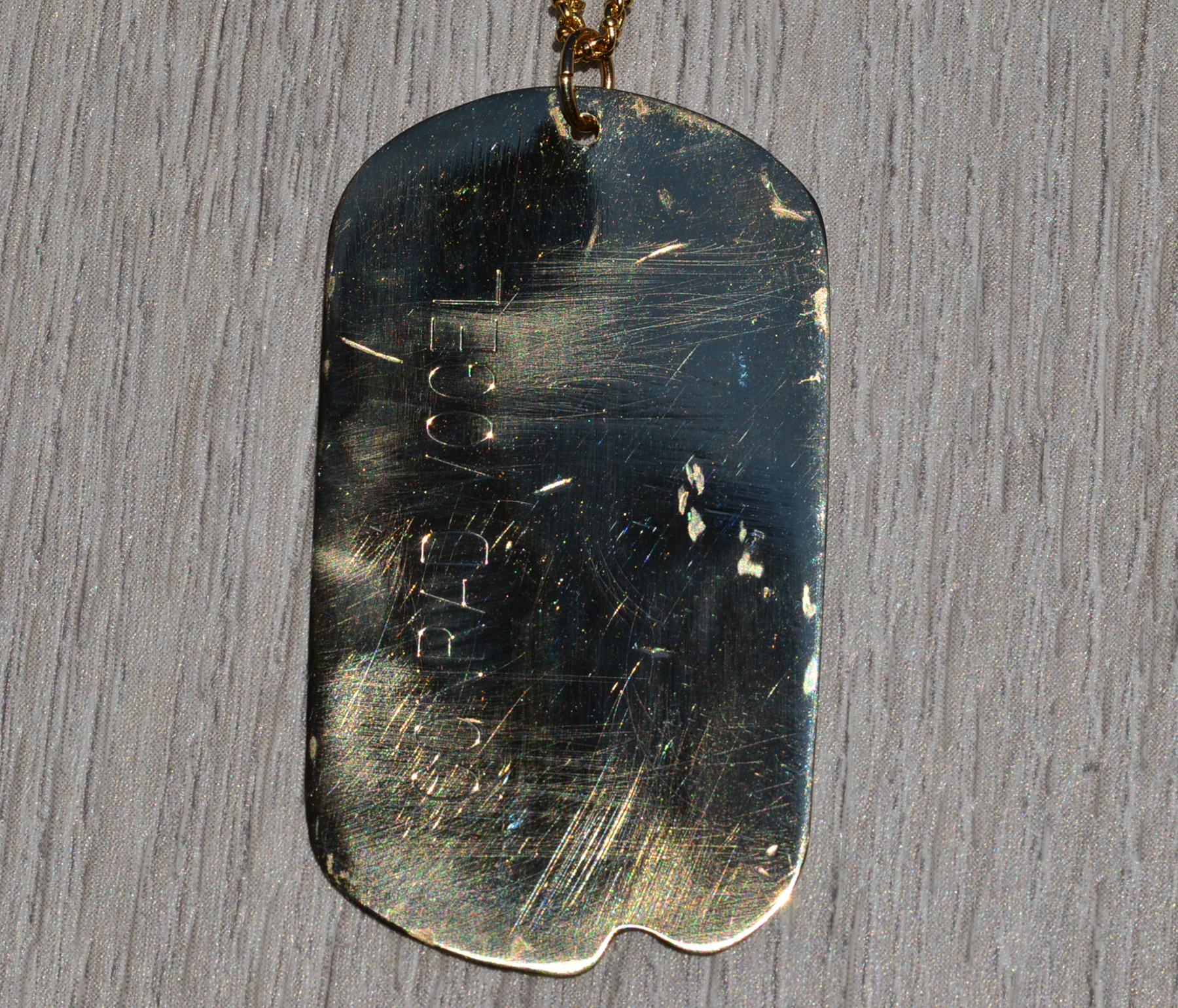 SOLD - The Nelson: Large Size Dog Tag Necklace in Yellow Gold - Image 3