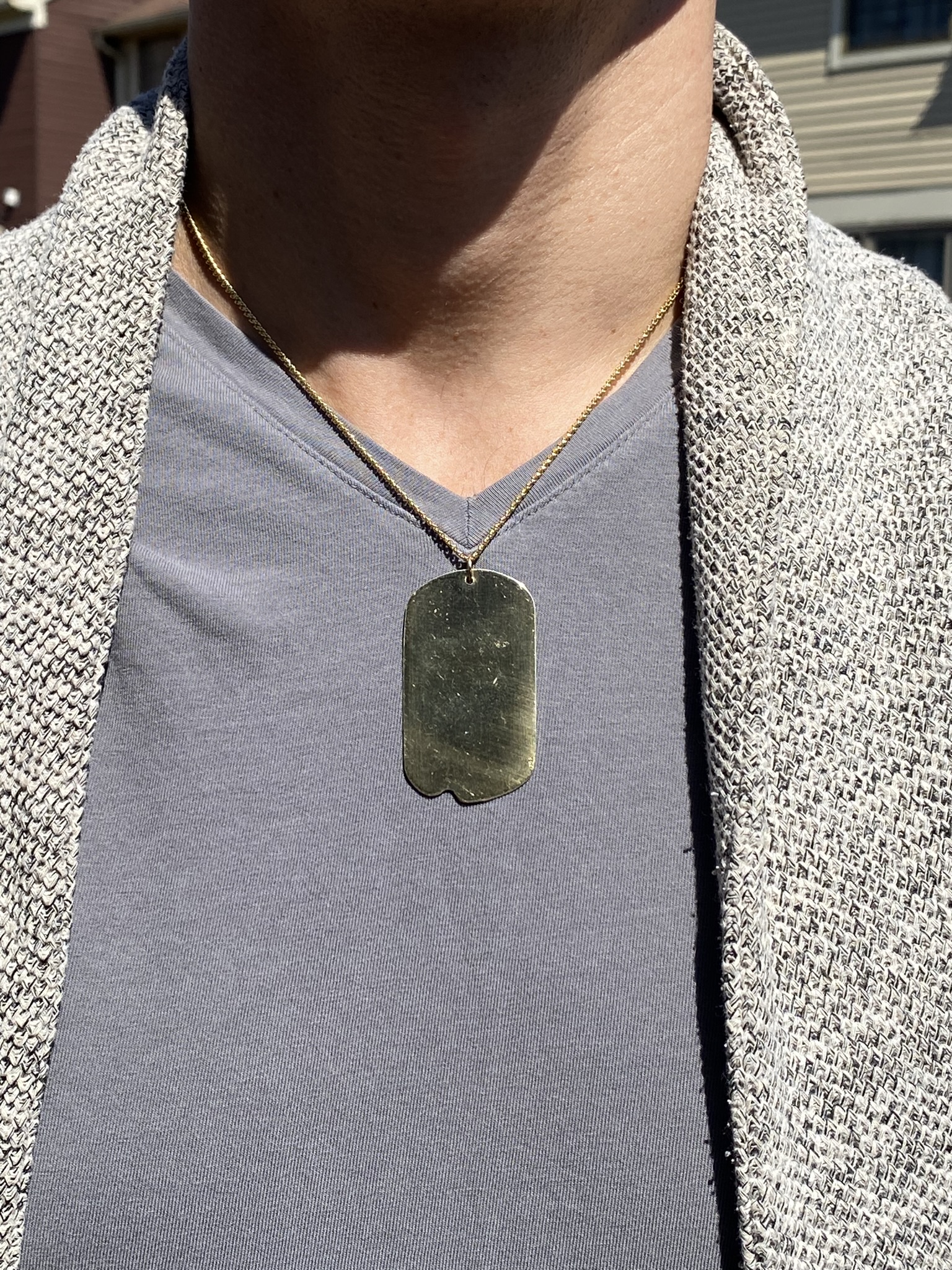 SOLD - The Nelson: Large Size Dog Tag Necklace in Yellow Gold - Image 4