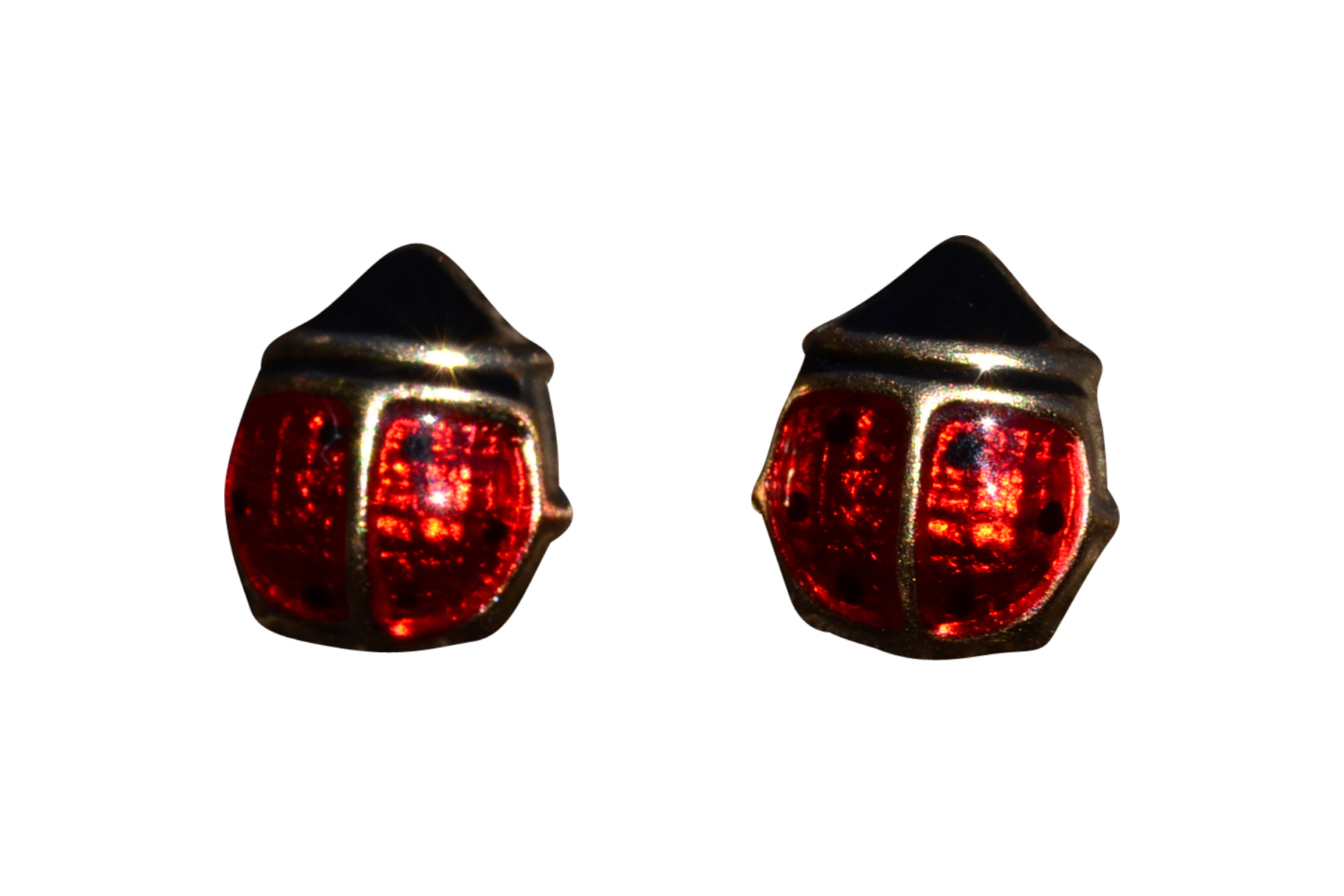 The Bridport: Lady Bug Ear Studs with Red and Black Enamel