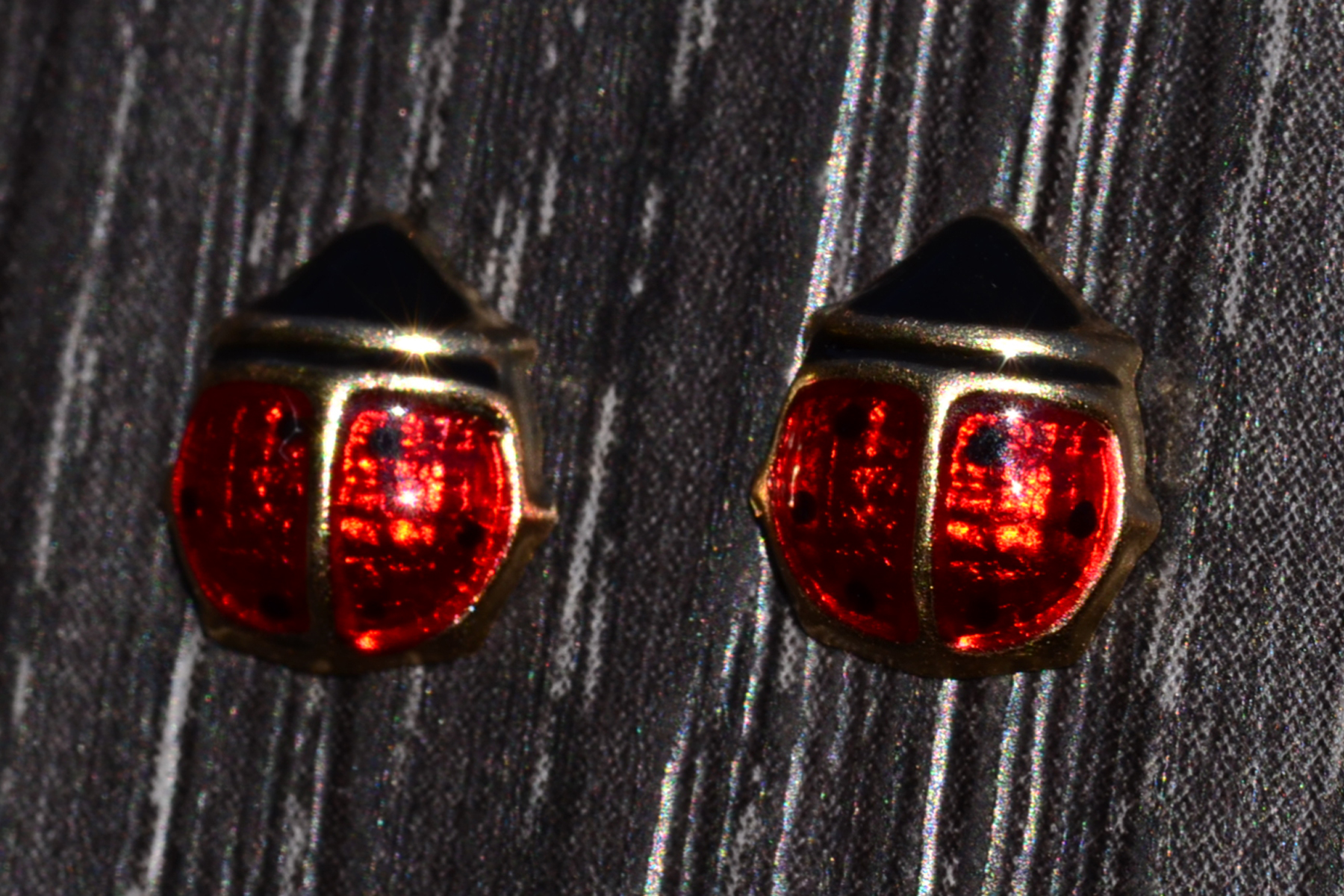 The Bridport: Lady Bug Ear Studs with Red and Black Enamel - Image 3