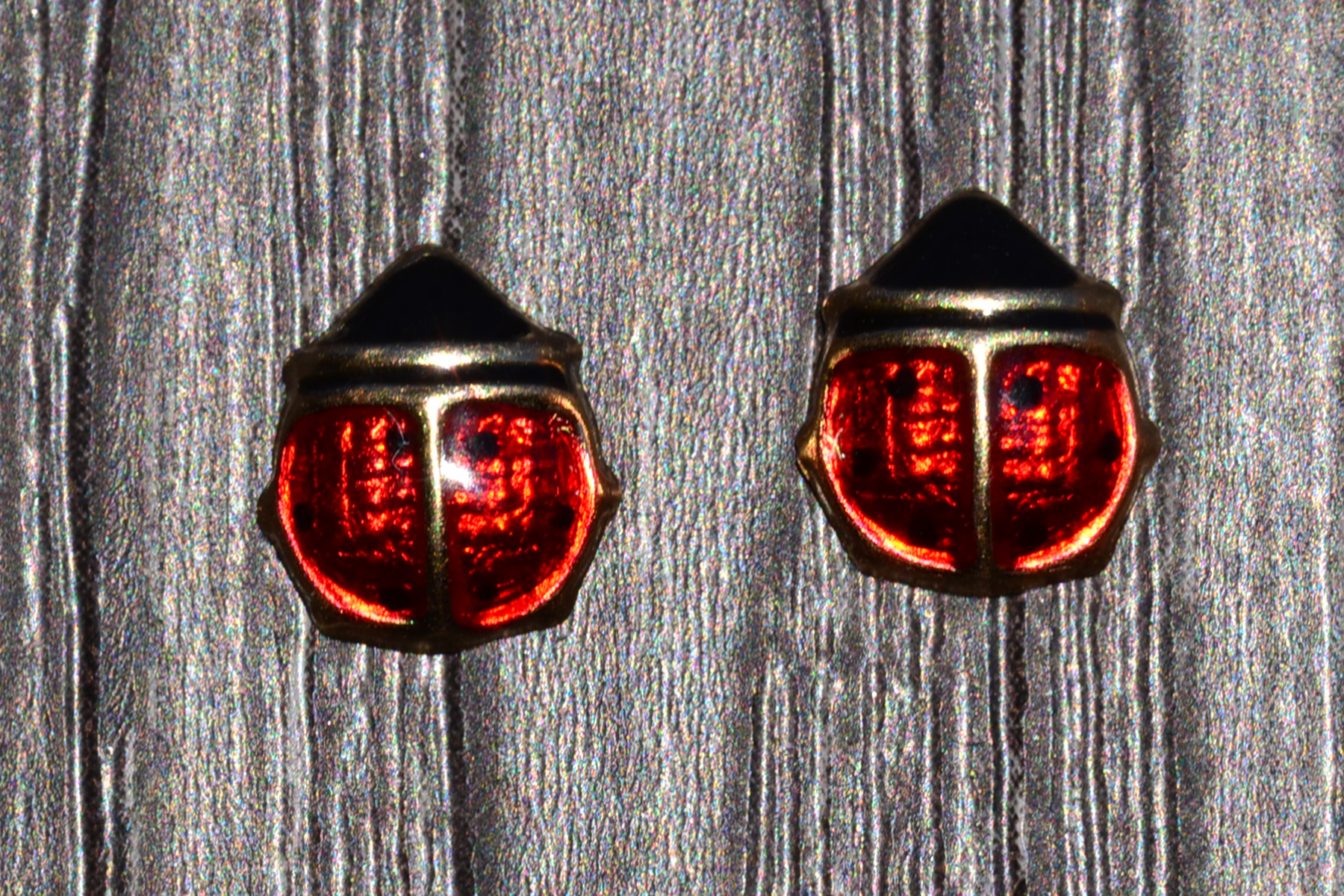 The Bridport: Lady Bug Ear Studs with Red and Black Enamel - Image 2