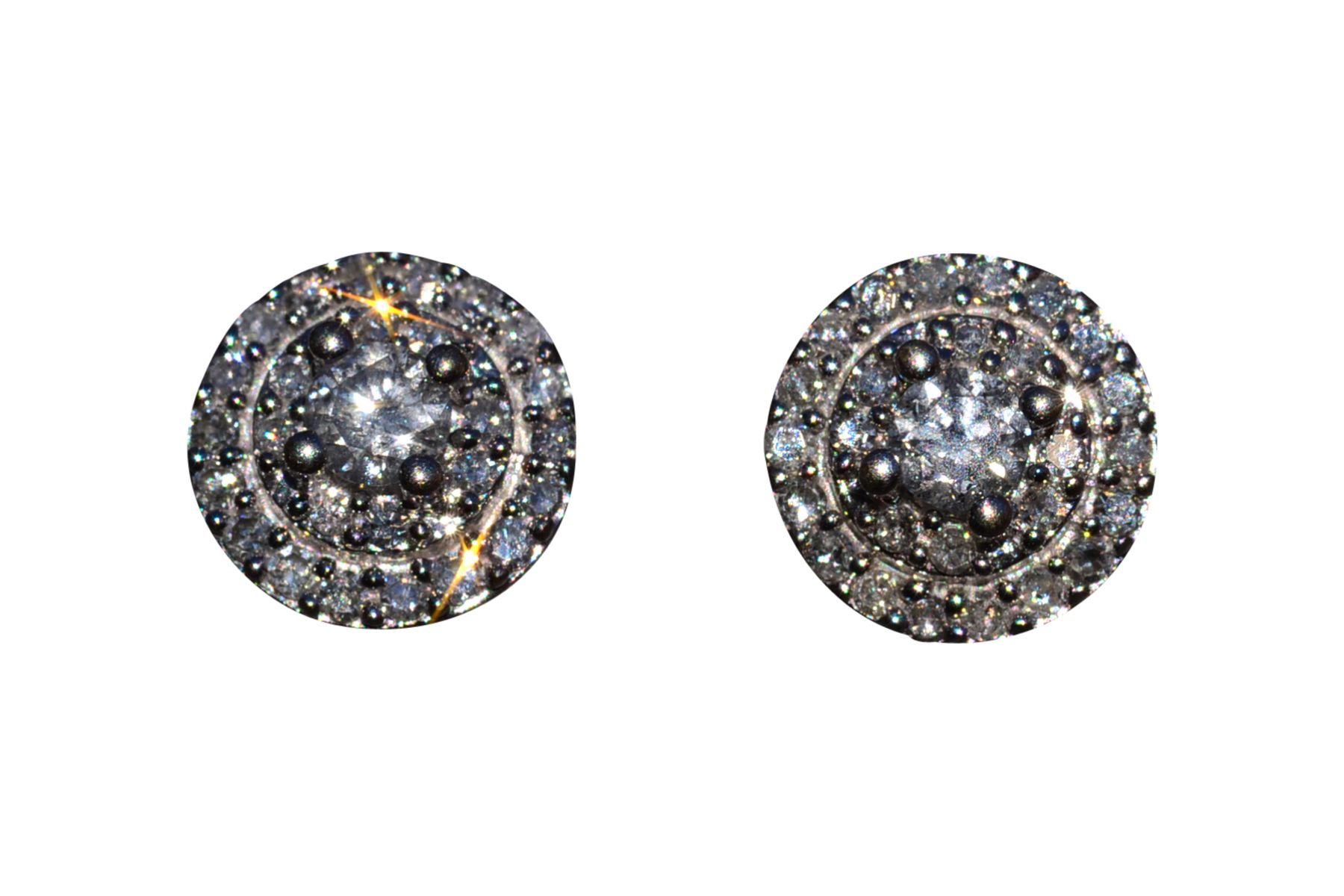 The Baring: Diamond Double Halo Stud Earrings in White Gold