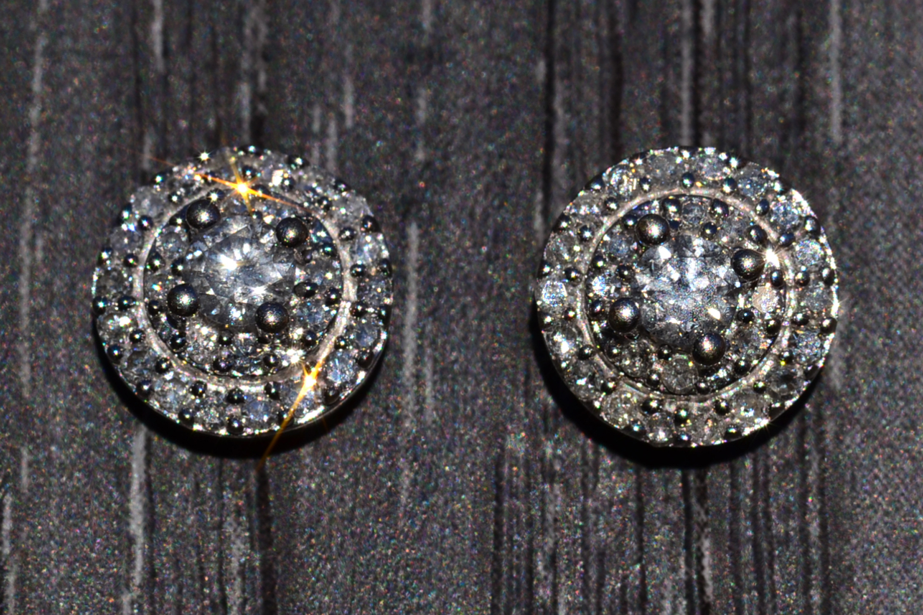 The Baring: Diamond Double Halo Stud Earrings in White Gold - Image 3