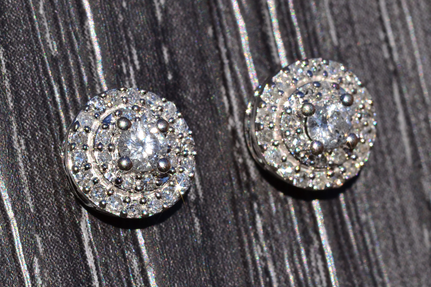 The Baring: Diamond Double Halo Stud Earrings in White Gold - Image 2